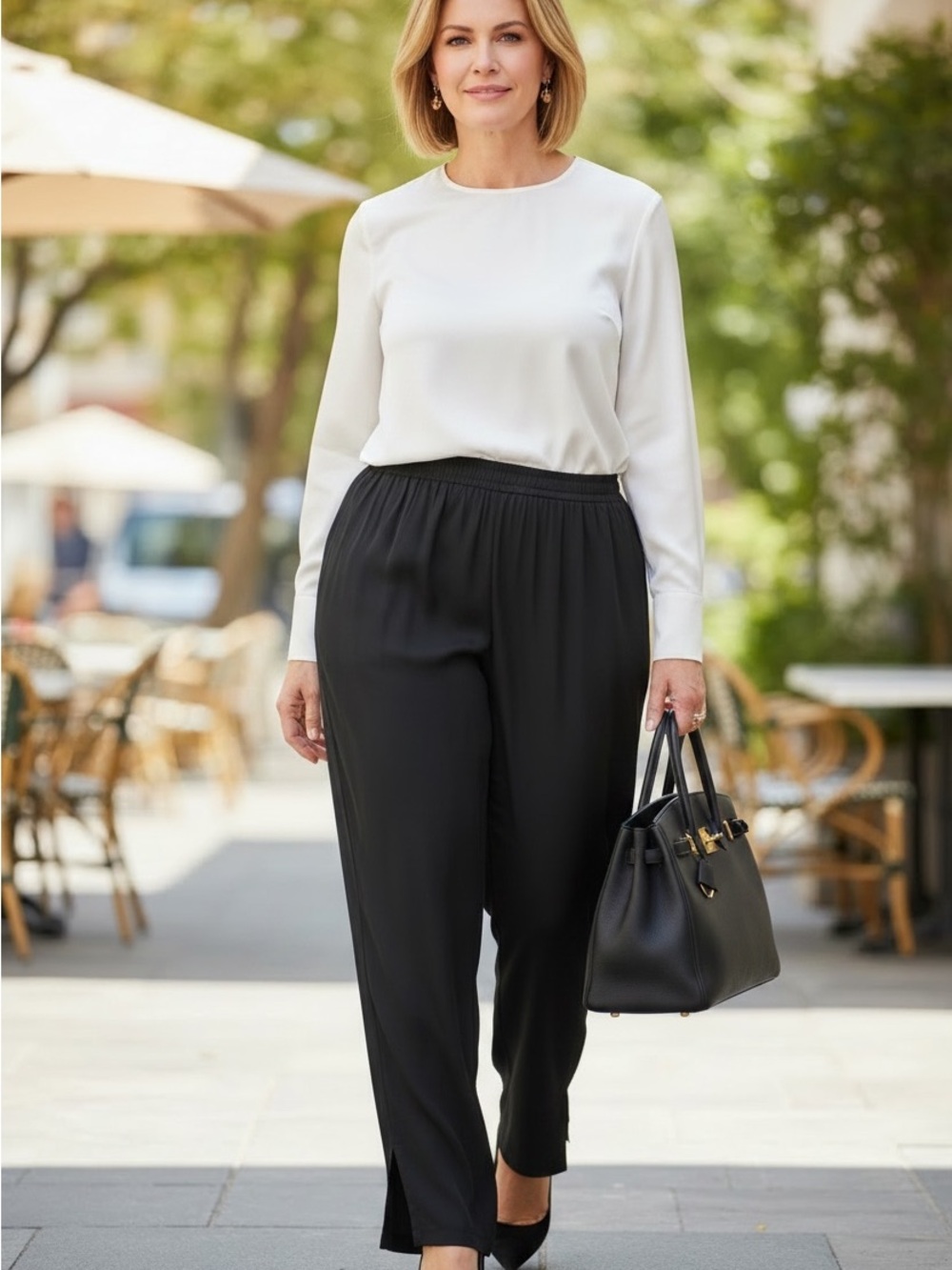 NWT $238 EILEEN FISHER 2X Silk Georgette Slouchy Pant